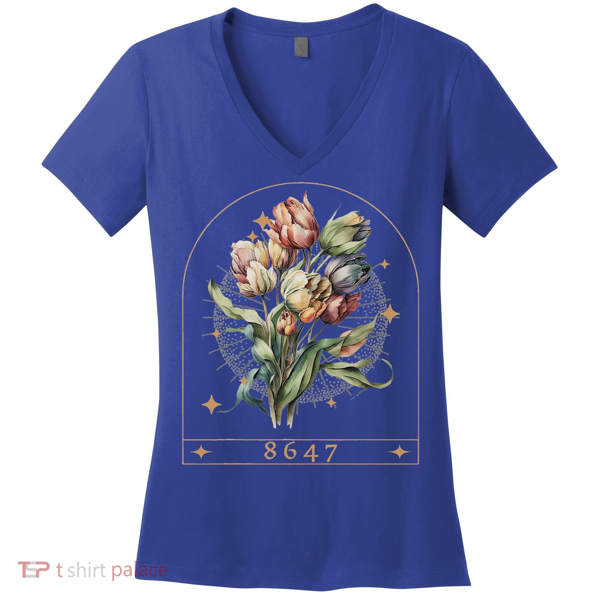 Floral Feminist 8647 Anti Trump Human Right Women's V-Neck T-Shirt