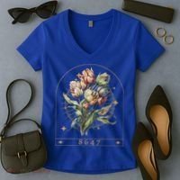 Floral Feminist 8647 Anti Trump Human Right Women's V-Neck T-Shirt thumb 2