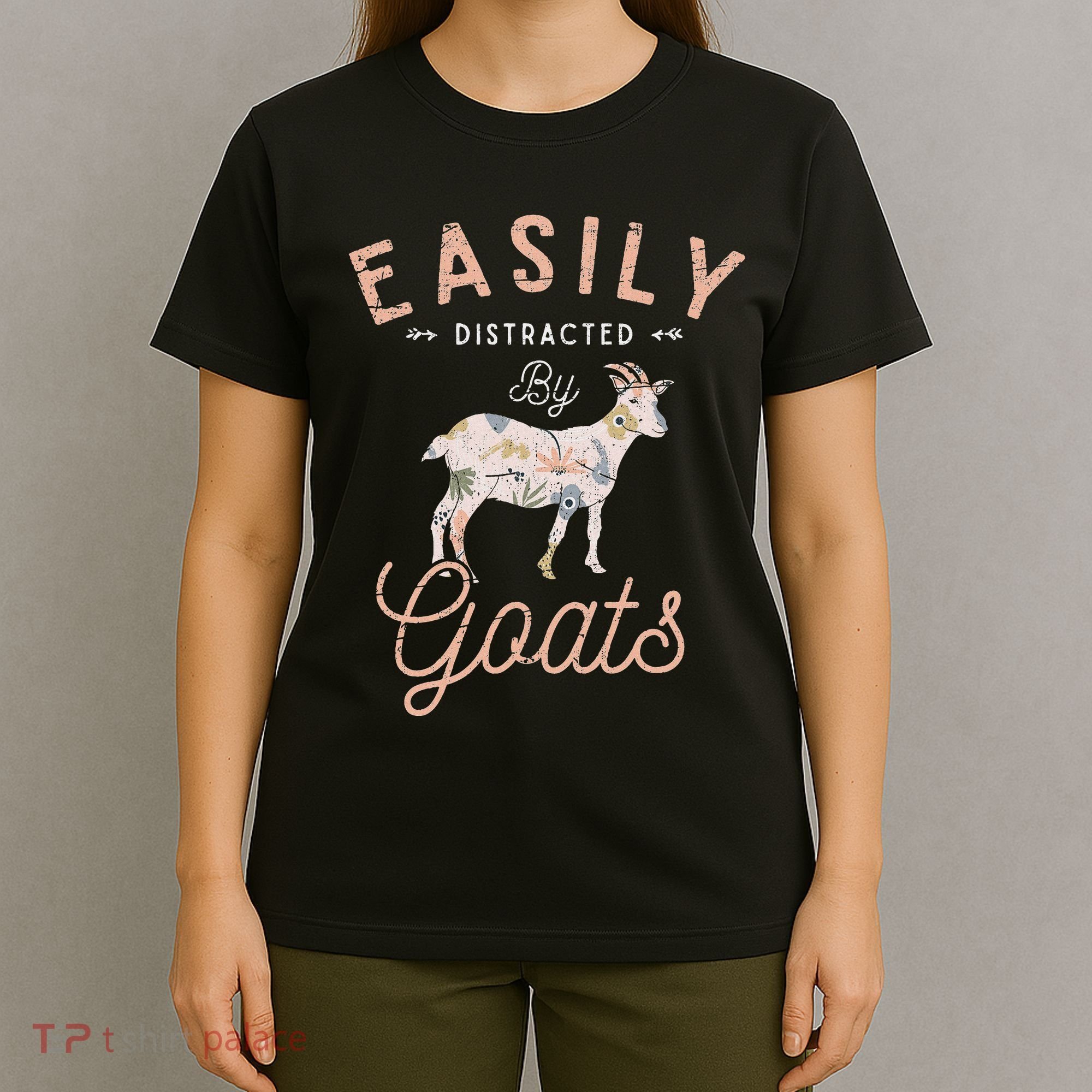 Funny Farm Animal Farmer Flowers Farming Floral Goat T-Shirt