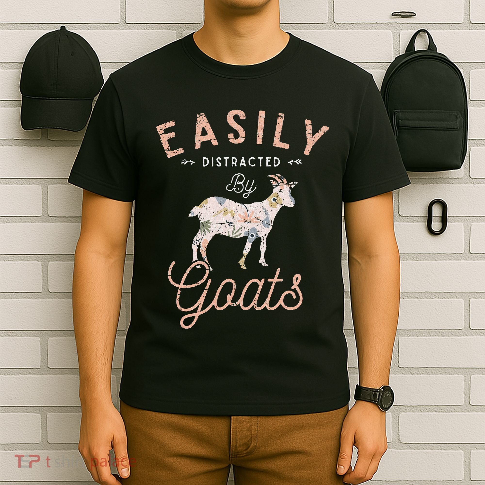 Funny Farm Animal Farmer Flowers Farming Floral Goat T-Shirt