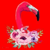 Flamingo Floral Art Santa Hat thumb 1