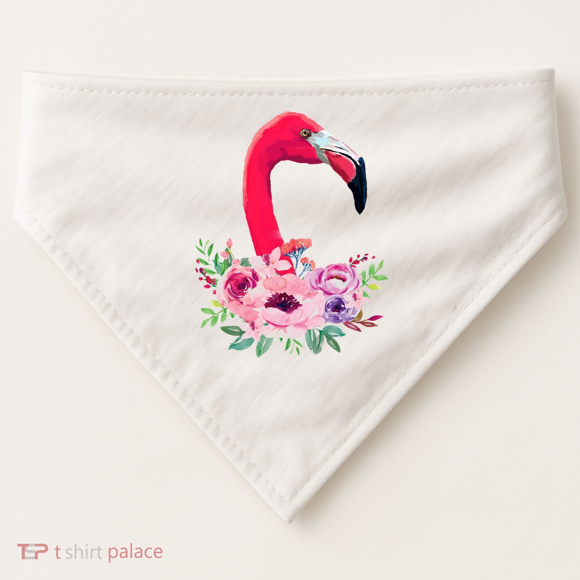Flamingo Floral Art USA-Made Doggie Bandana