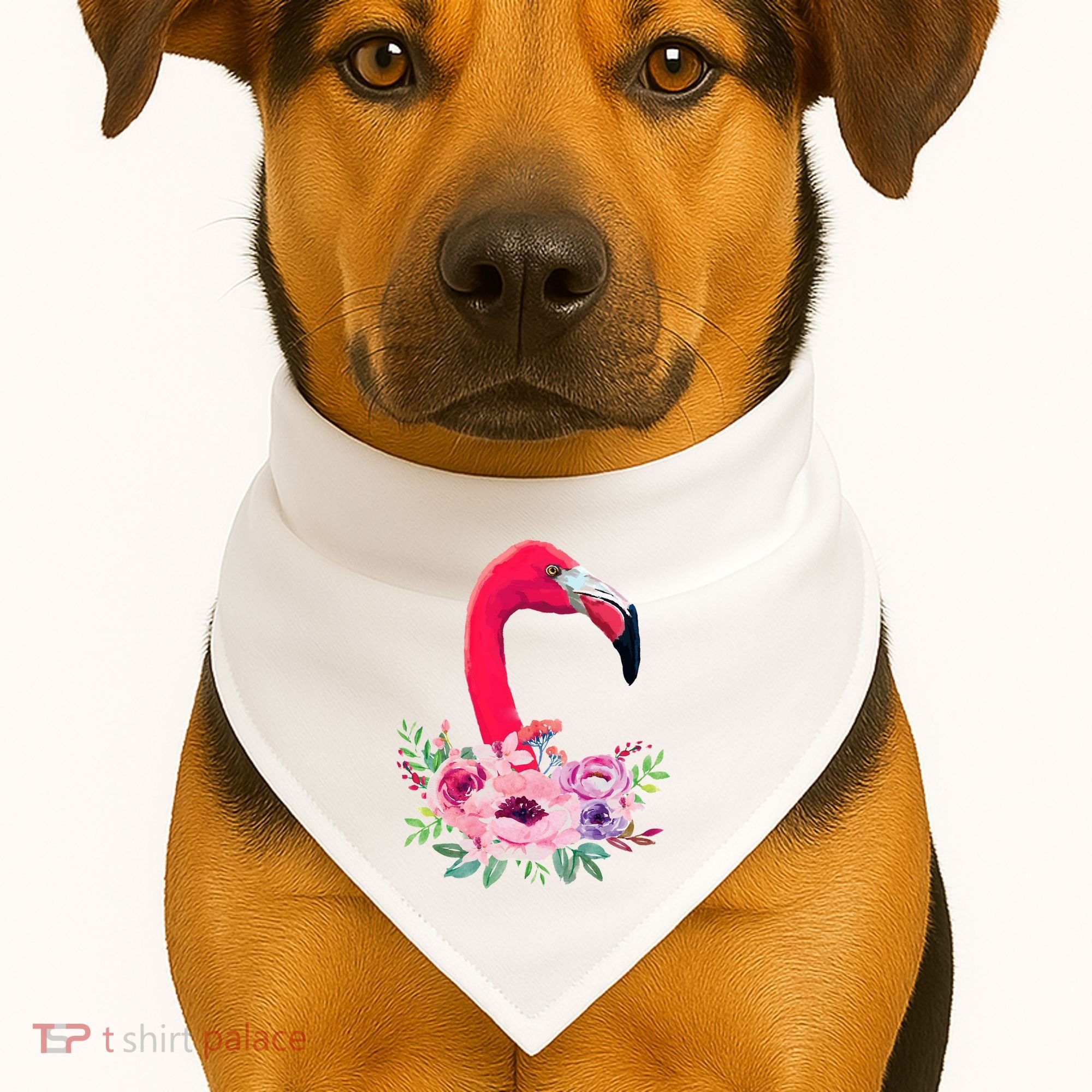 Flamingo Floral Art USA-Made Doggie Bandana