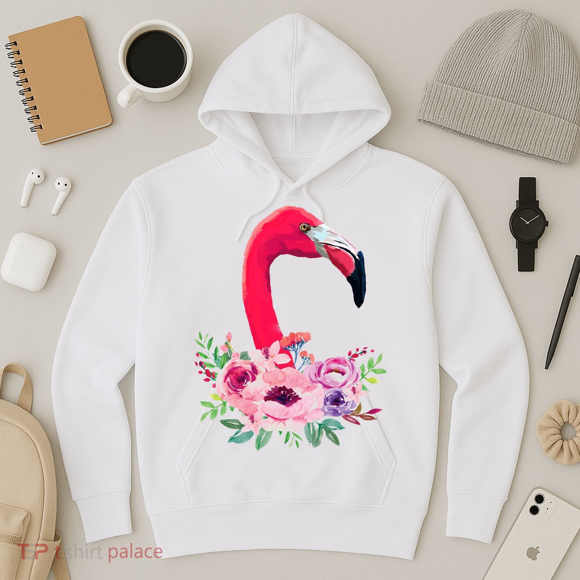 Flamingo Floral Art Hoodie