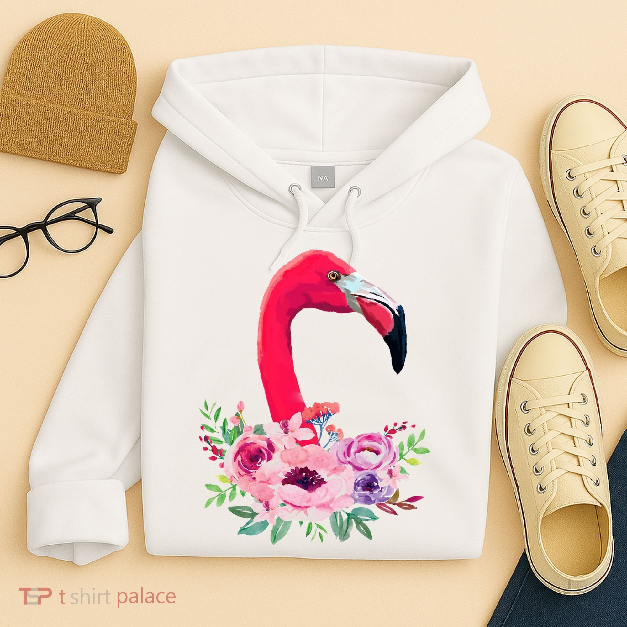 Flamingo Floral Art Hoodie
