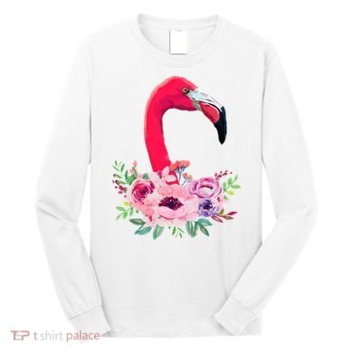 Flamingo Floral Art Long Sleeve Shirt