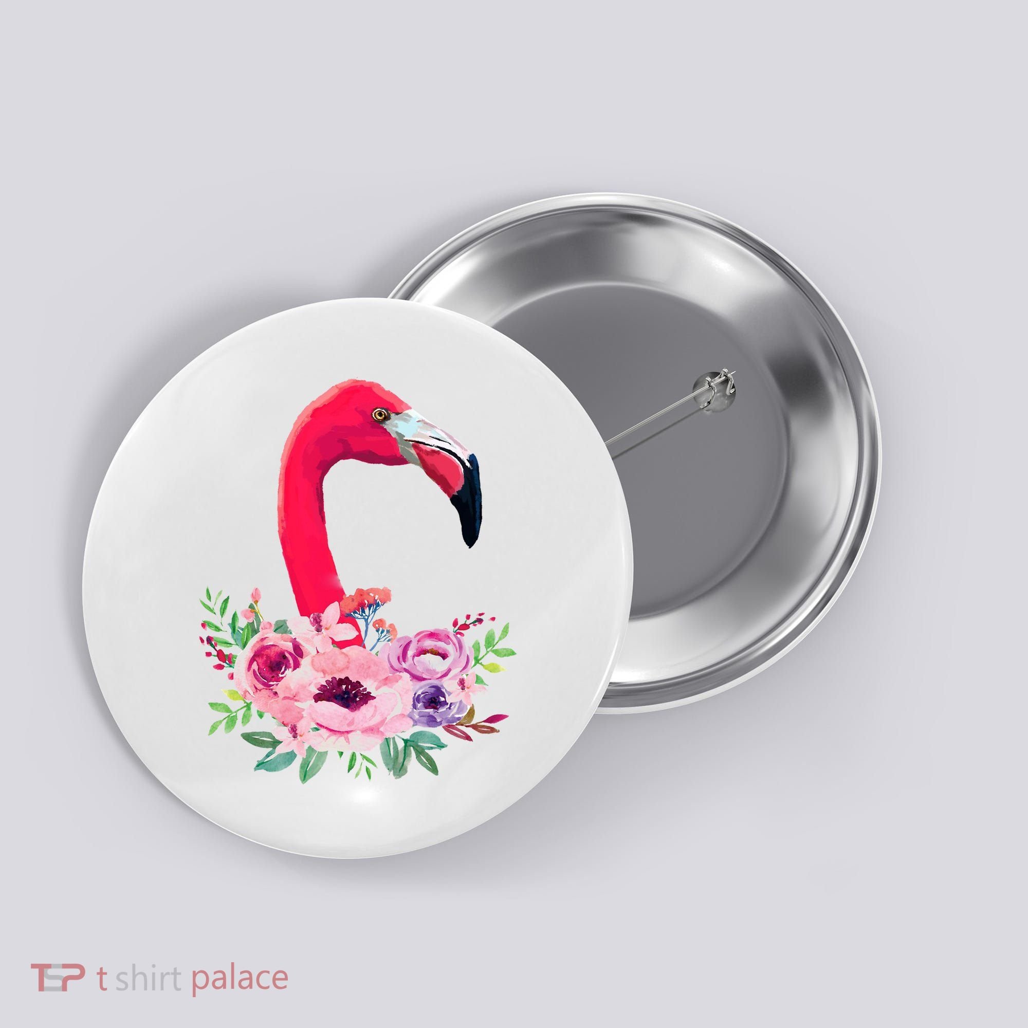 Flamingo Floral Art Button