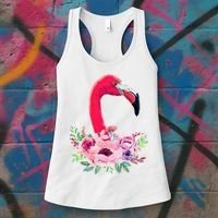 Flamingo Floral Art Women's Tank Top thumb 3
