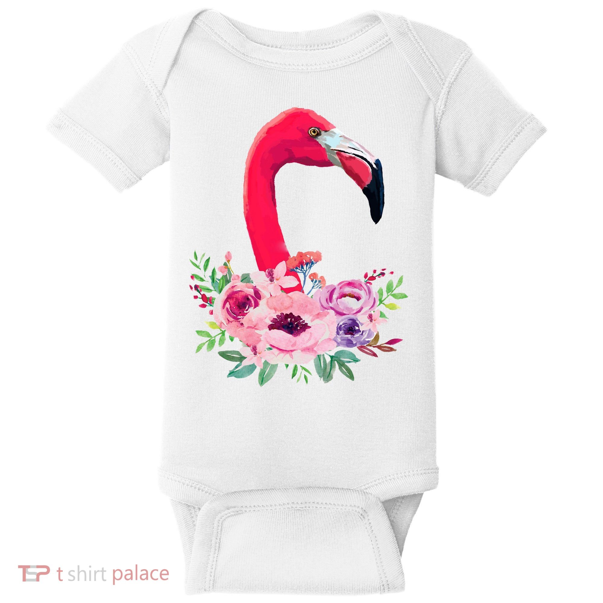 Flamingo Floral Art Baby Bodysuit