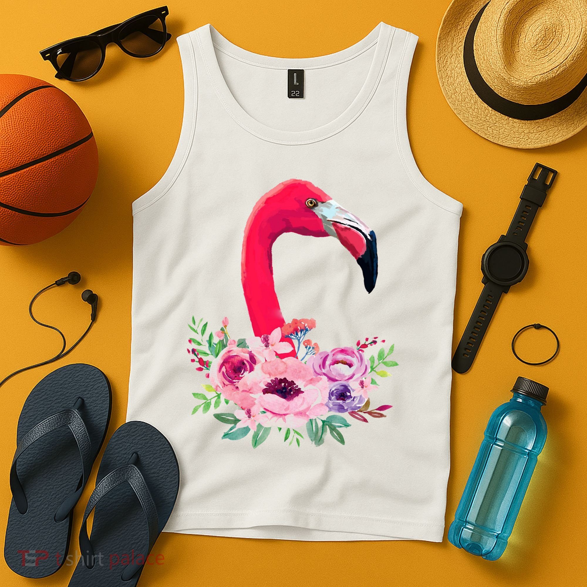 Flamingo Floral Art Tank Top
