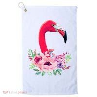 Flamingo Floral Art Golf Towel thumb 0