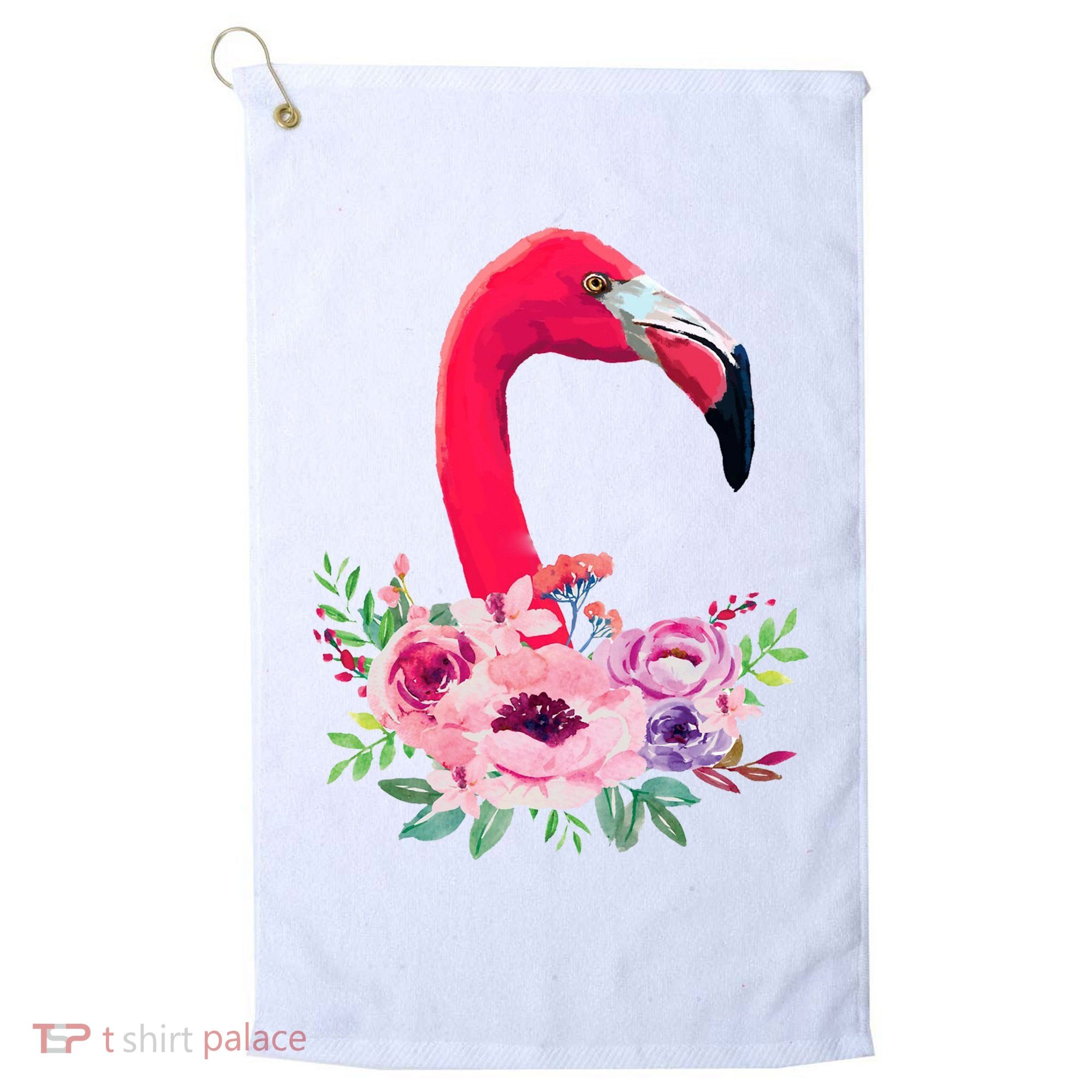 Flamingo Floral Art Golf Towel