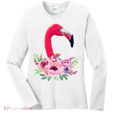 Flamingo Floral Art Women's Long Sleeve Shirt