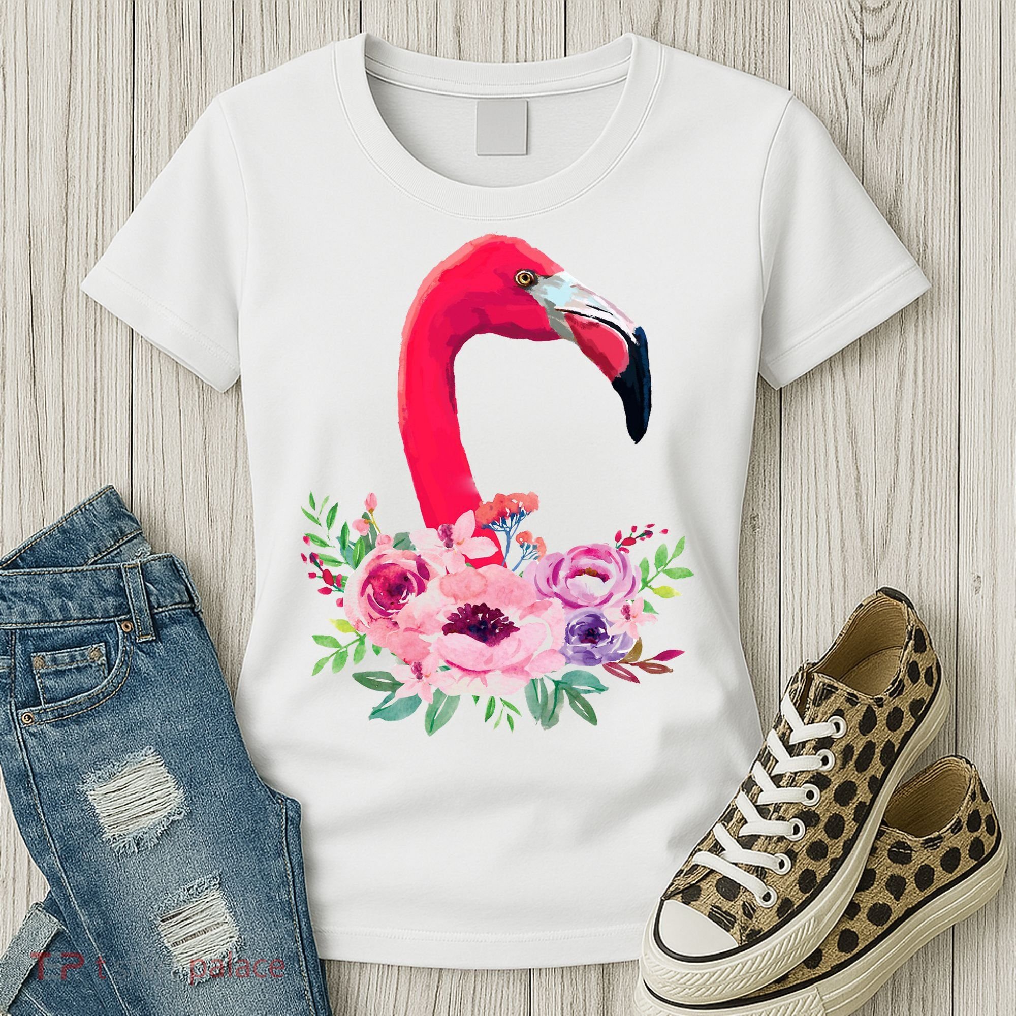 Flamingo Floral Art Women's T-Shirt