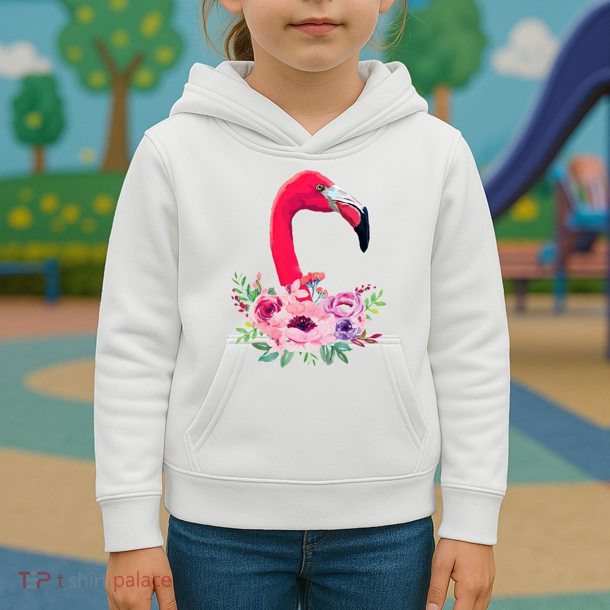 Flamingo Floral Art Kids Hoodie
