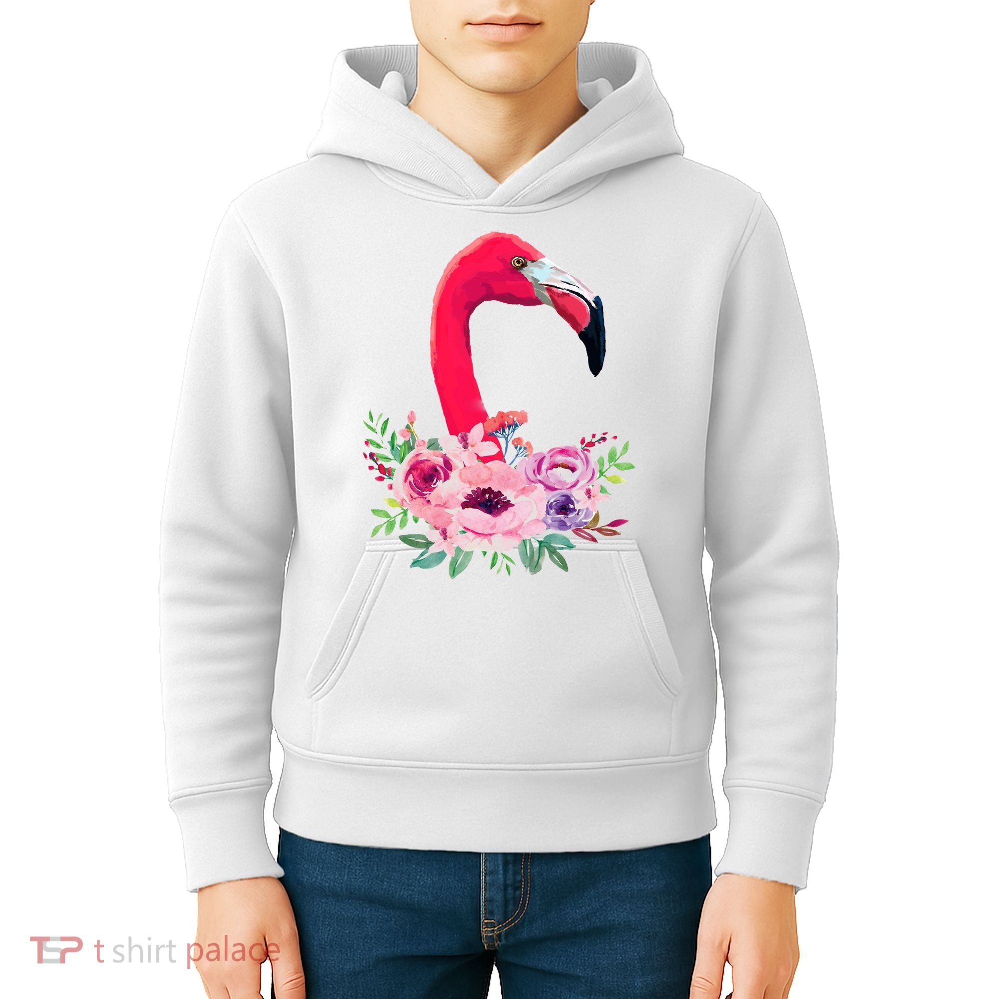 Flamingo Floral Art Kids Hoodie