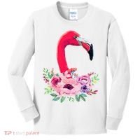Flamingo Floral Art Kids Long Sleeve Shirt thumb 0