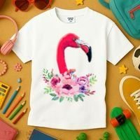 Flamingo Floral Art Kids T-Shirt thumb 3