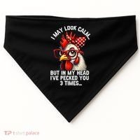 Funny Farm Animal Chicken Meme I May Look Calm Pecked USA-Made Doggie Bandana thumb 0