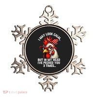 Funny Farm Animal Chicken Meme I May Look Calm Pecked Ornament thumb 0