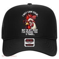 Funny Farm Animal Chicken Meme I May Look Calm Pecked Hat thumb 0