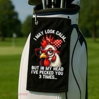 Funny Farm Animal Chicken Meme I May Look Calm Pecked Golf Towel thumb 2
