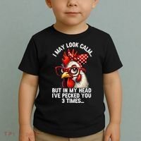 Funny Farm Animal Chicken Meme I May Look Calm Pecked Toddler T-Shirt thumb 2