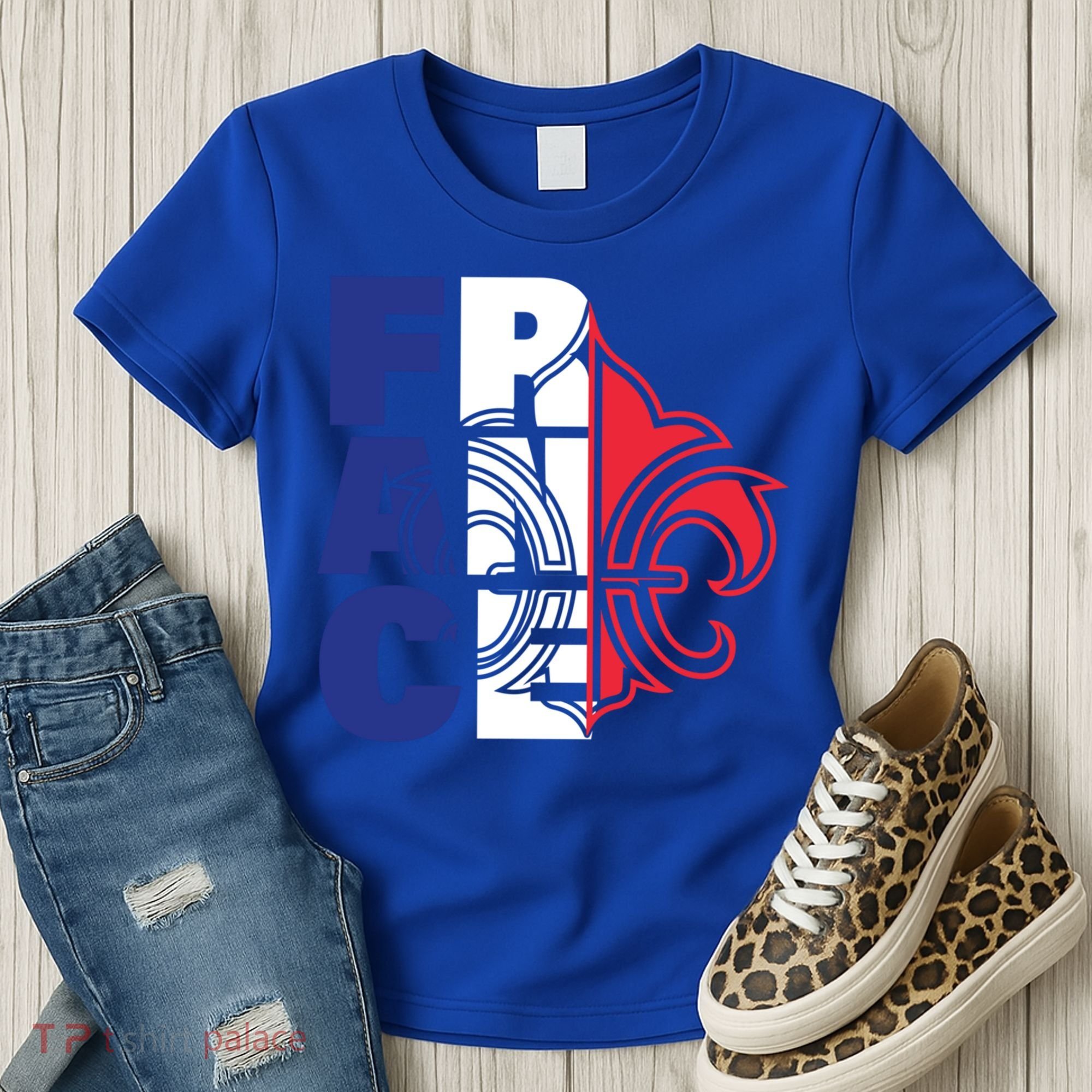 France Flag And Fleurdelis Patriotic Elegance Gift Women's T-Shirt