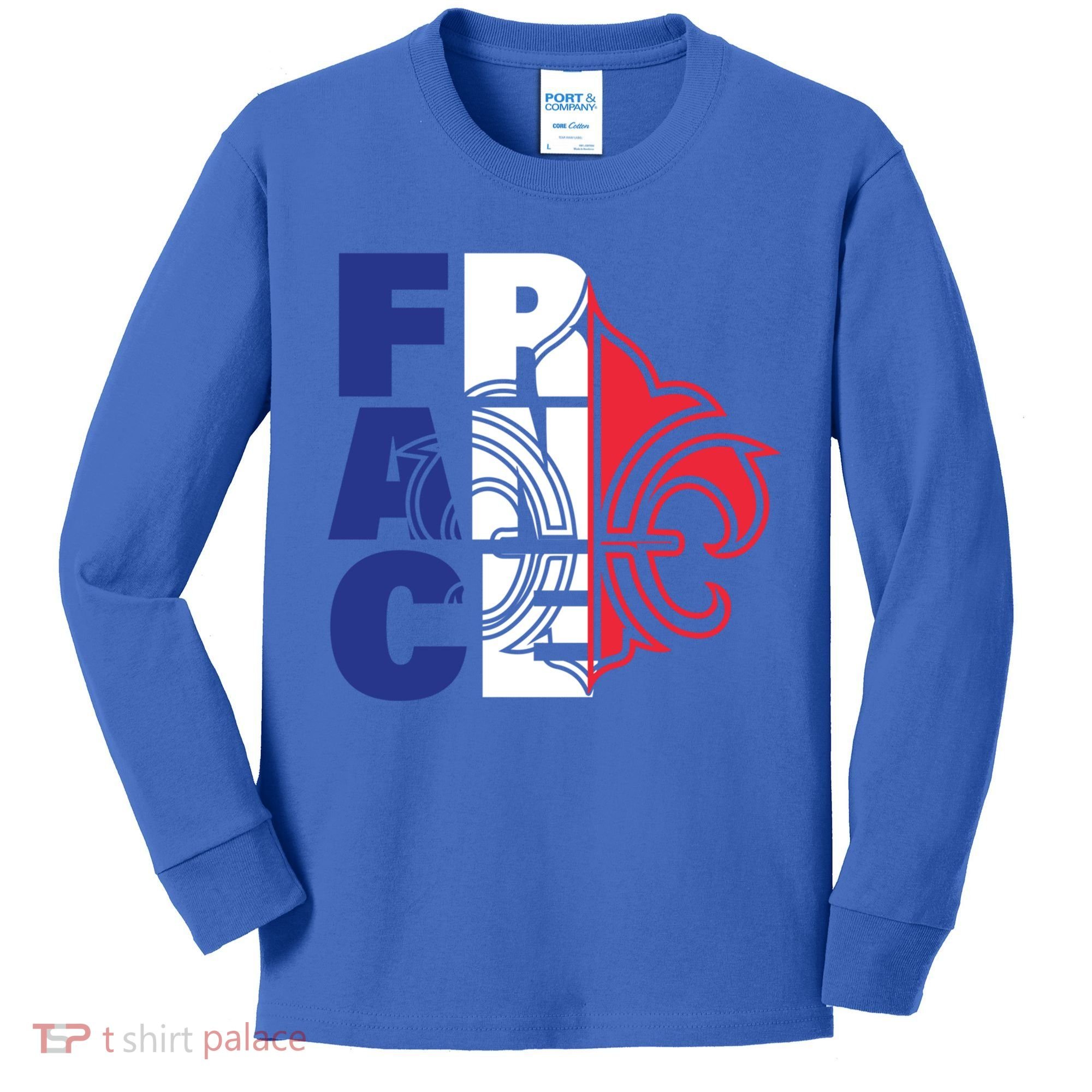 France Flag And Fleurdelis Patriotic Elegance Gift Kids Long Sleeve Shirt