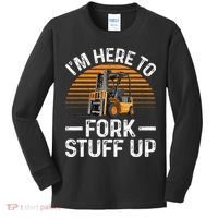 Funny Forklift Art For Women Certified Forklift Drivers Kids Long Sleeve Shirt thumb 0