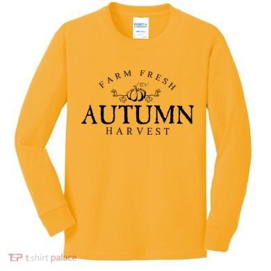 Farm Fresh Autumn Fall Harvest Pumpkin Kids Long Sleeve Shirt