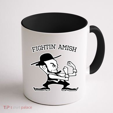 Funny Fighting Amish Coffee Mug back