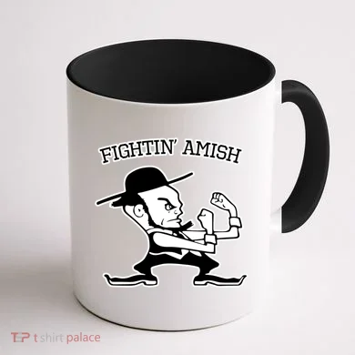 Funny Fighting Amish Coffee Mug back