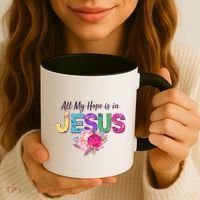 Floral Flower All My Hope Is In Jesus Coffee Mug thumb 3