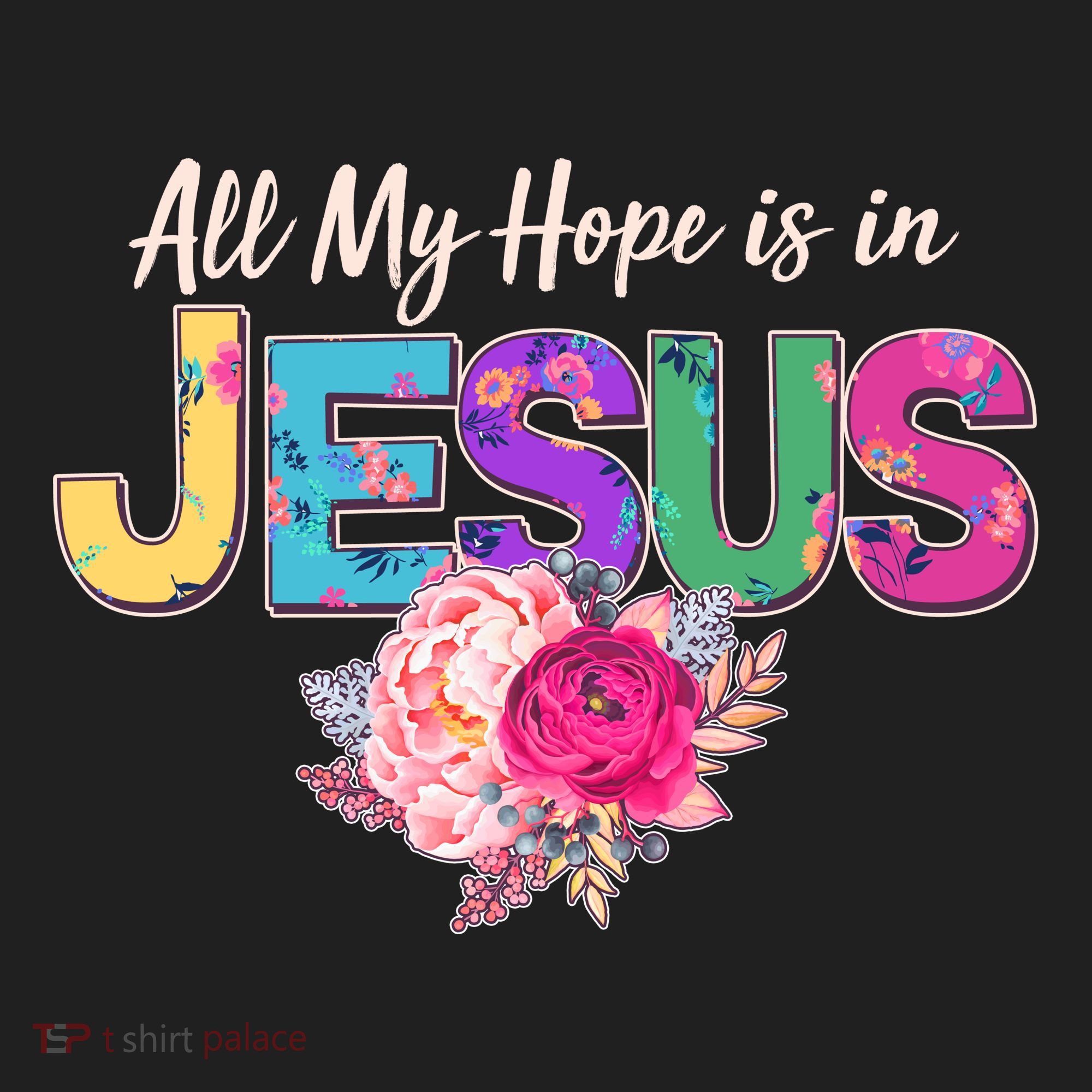 Floral Flower All My Hope Is In Jesus Beanie