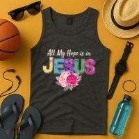 Floral Flower All My Hope Is In Jesus Tank Top thumb 4