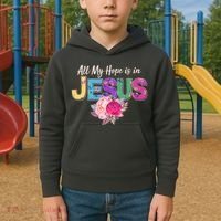 Floral Flower All My Hope Is In Jesus Kids Hoodie thumb 2