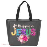 Floral Flower All My Hope Is In Jesus Tote Bag thumb 0