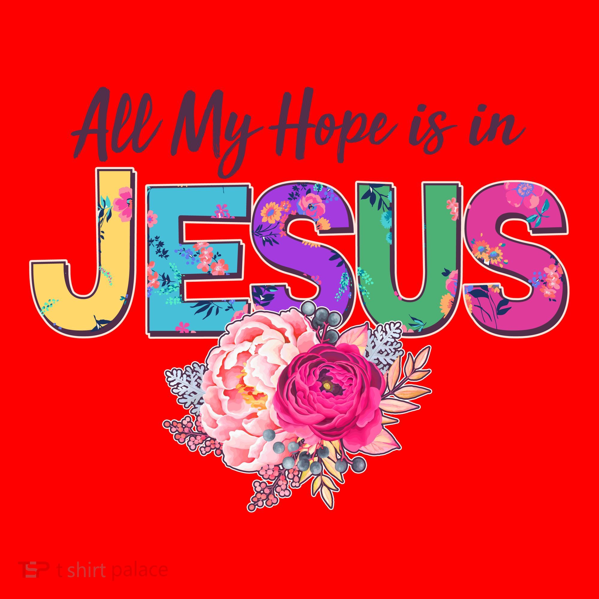 Floral Flower All My Hope Is In Jesus Santa Hat