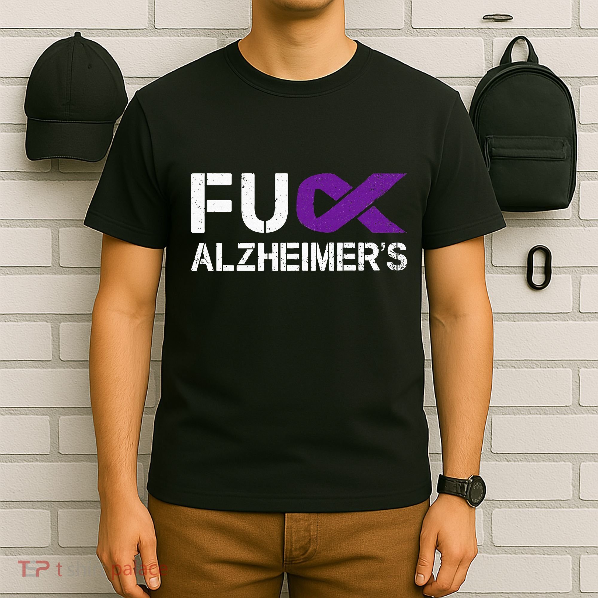 Fuck Fu AlzheimerS Awareness Month Purple Ribbon Fighter T-Shirt