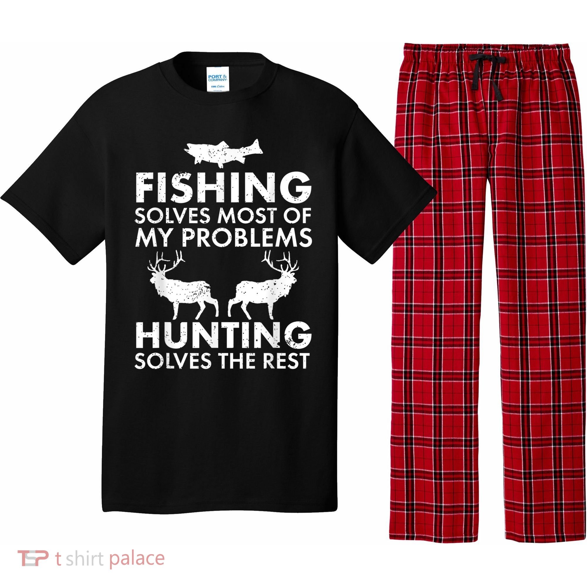 Funny Fishing And Hunting Gift Christmas Humor Hunter Cool Pajama Set