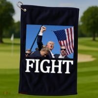Fight For America Trump Assassination Attempt Fist Golf Towel thumb 1