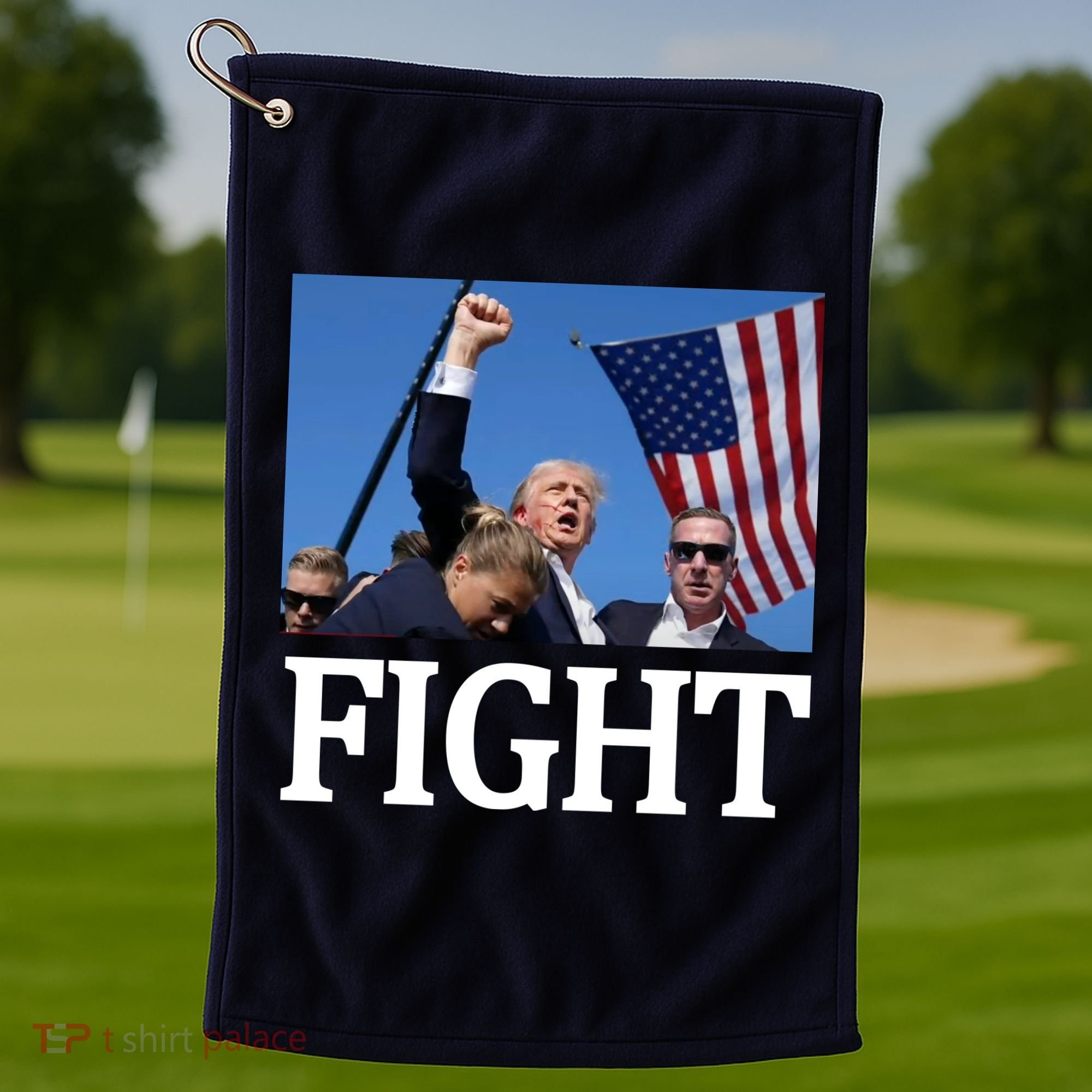 Fight For America Trump Assassination Attempt Fist Golf Towel
