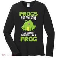 Funny Frogs Are Awesome I'm Awesome Therefore I'm Awesome Therefore I Am A Frog Women's Long Sleeve Shirt thumb 0