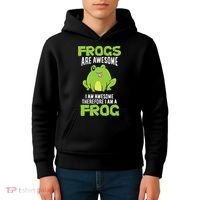 Funny Frogs Are Awesome I'm Awesome Therefore I'm Awesome Therefore I Am A Frog Kids Hoodie thumb 4