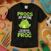 Funny Frogs Are Awesome I'm Awesome Therefore I'm Awesome Therefore I Am A Frog Kids T-Shirt thumb 3