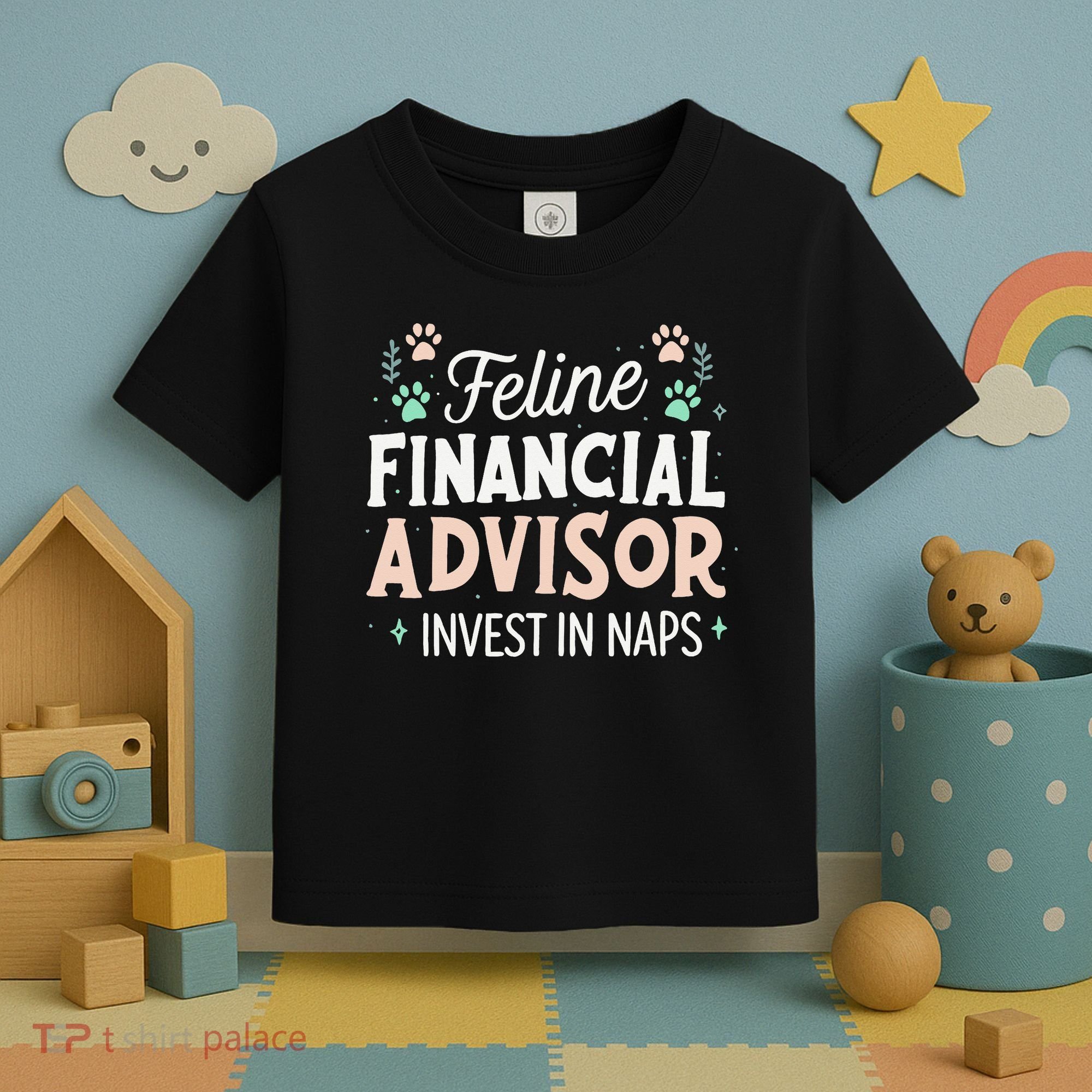 Feline Financial Advisor Invest In Naps Funny Cat Saying Toddler T-Shirt