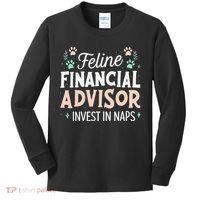 Feline Financial Advisor Invest In Naps Funny Cat Saying Kids Long Sleeve Shirt thumb 0