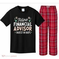 Feline Financial Advisor Invest In Naps Funny Cat Saying Kids Plaid Pajama Set thumb 0