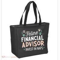 Feline Financial Advisor Invest In Naps Funny Cat Saying Tote Bag thumb 2